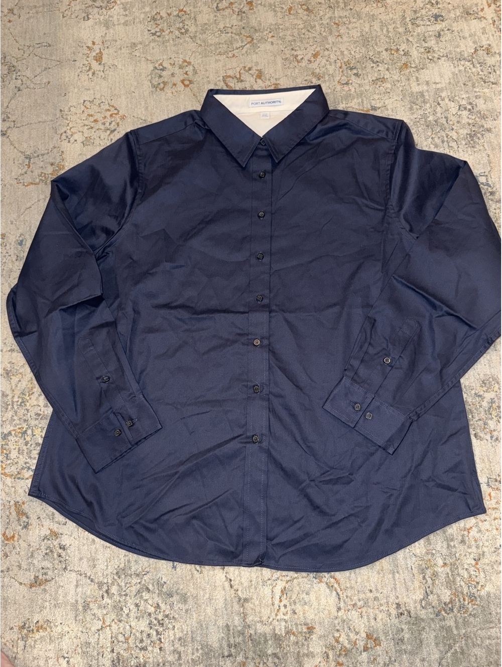 Port Authority Women's XXL Navy Long Sleeve Button Down Shirt A420